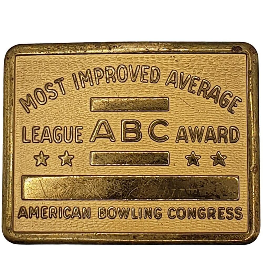 Gold Tone Metal Buckle ABC American Bowling Congress Vintage 1970s